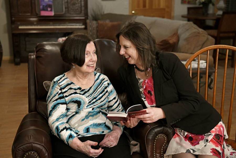 Laughing over a book